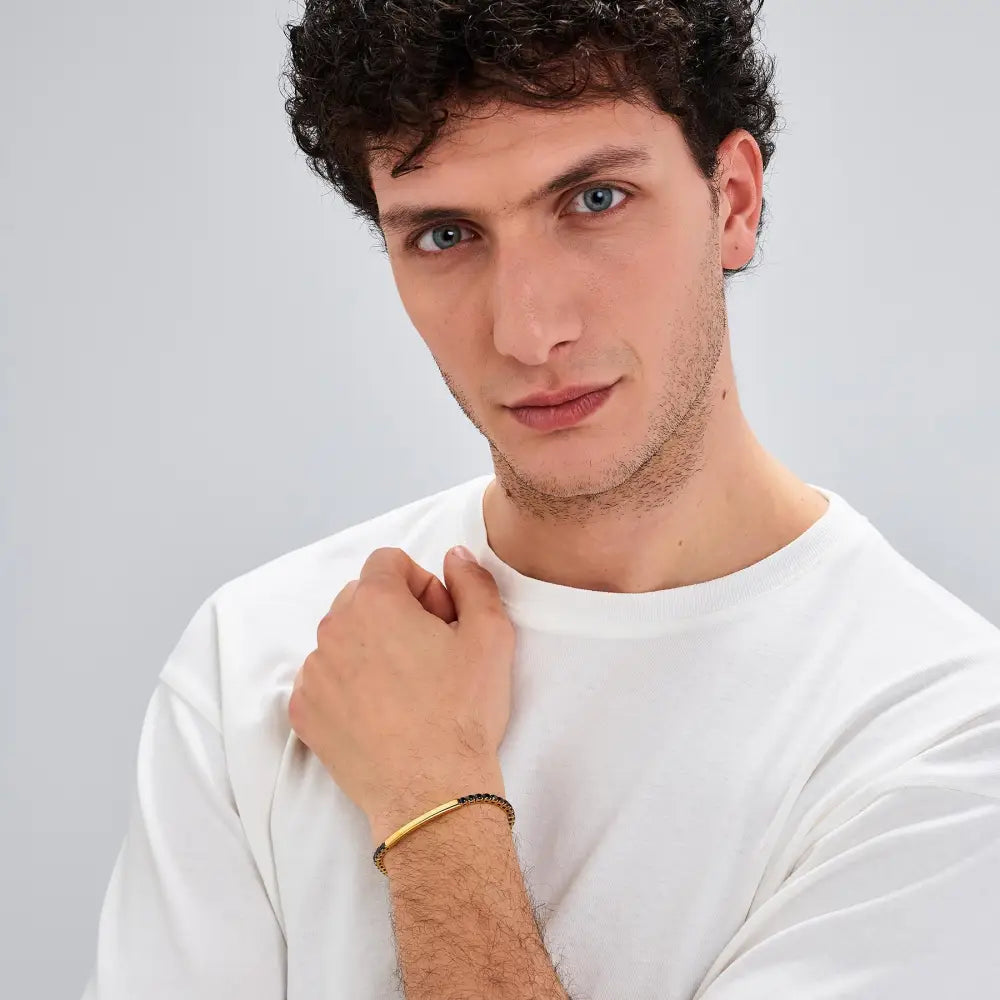 Bracciale Brosway Uomo Avantgarde BVD37 in acciaio con texture dorata