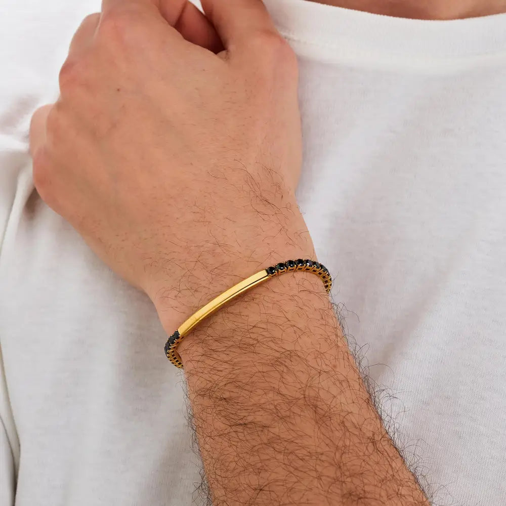 Bracciale Brosway Avantgarde BVD37 in acciaio con perline oro e nero