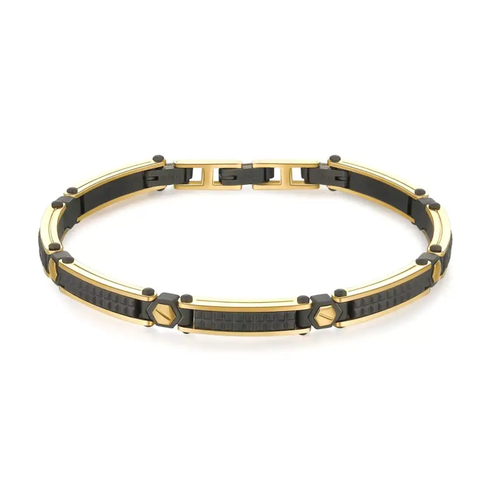 Bracciale Brosway BBC17 in acciaio con fibra di carbonio oro e nero