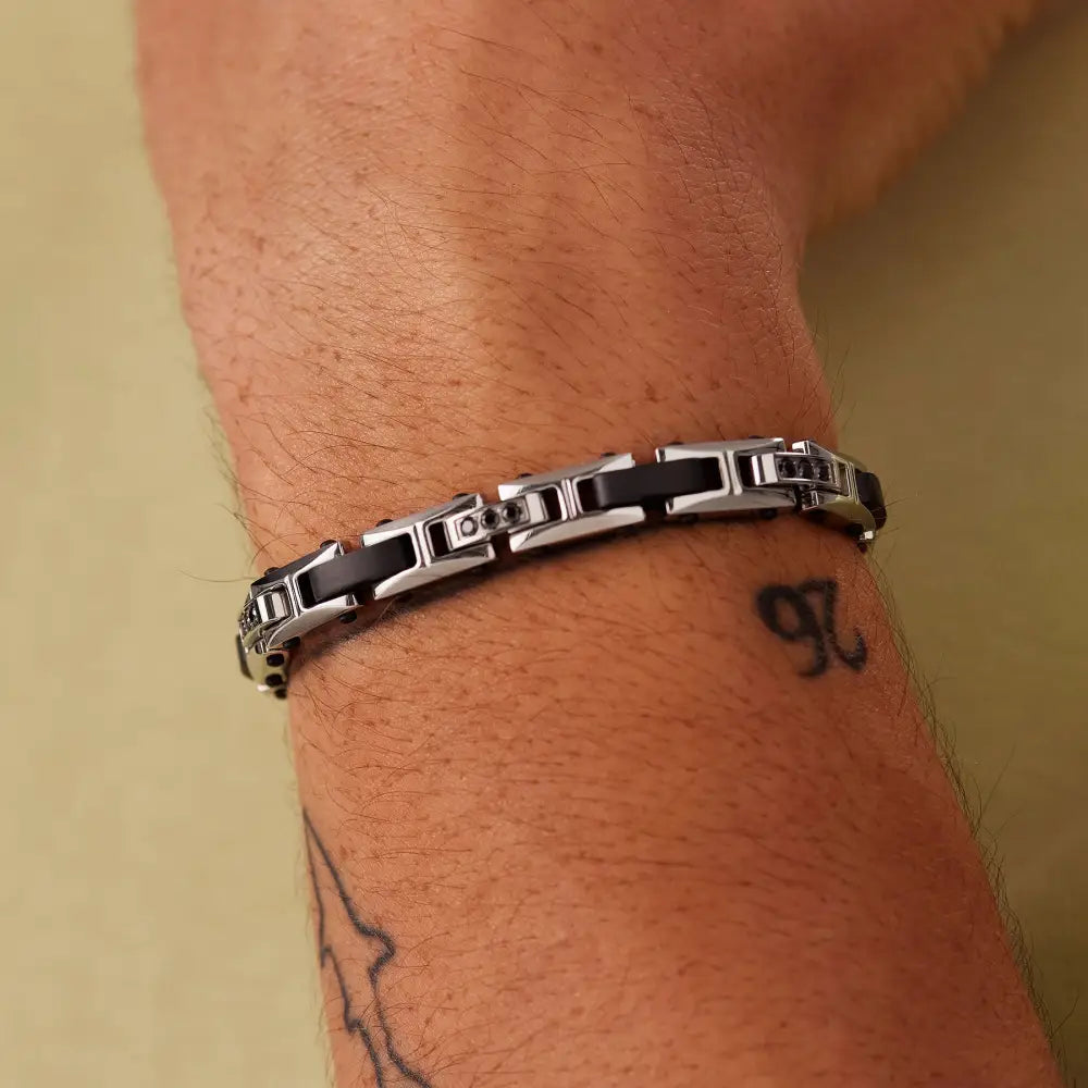 Bracciale uomo Brosway Backliner BBC31 in acciaio, due toni con pietre