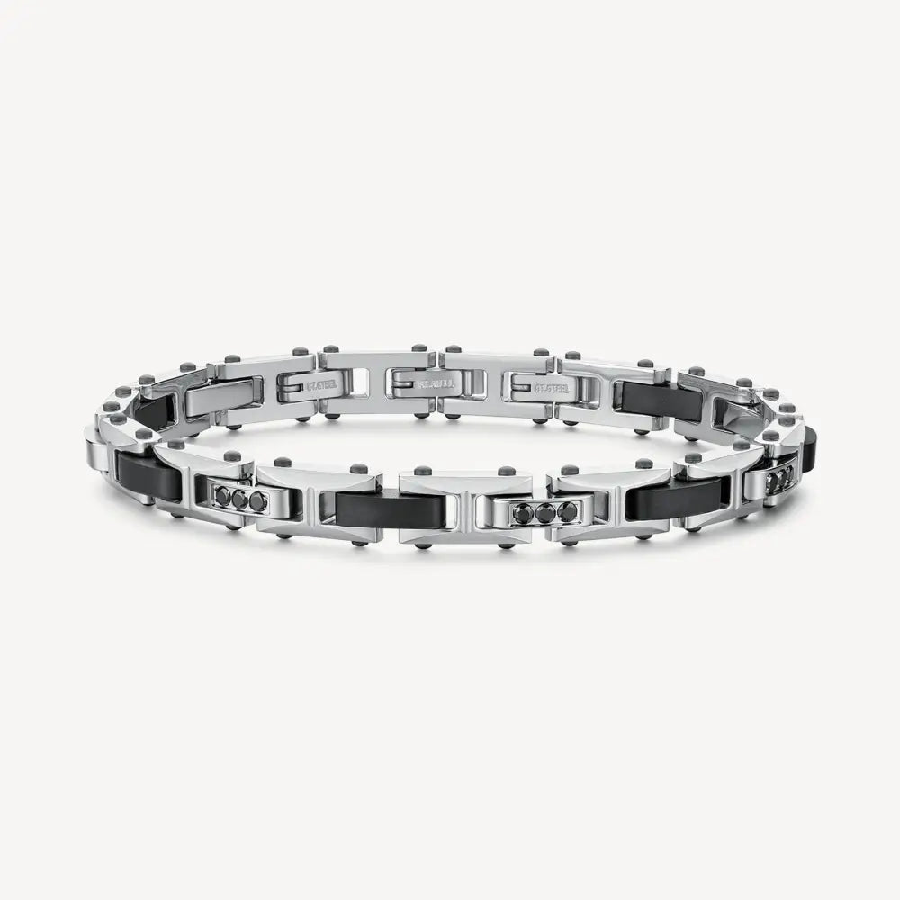 Bracciale Brosway BBC31 Backliner retro in ceramica argento nero con CZ