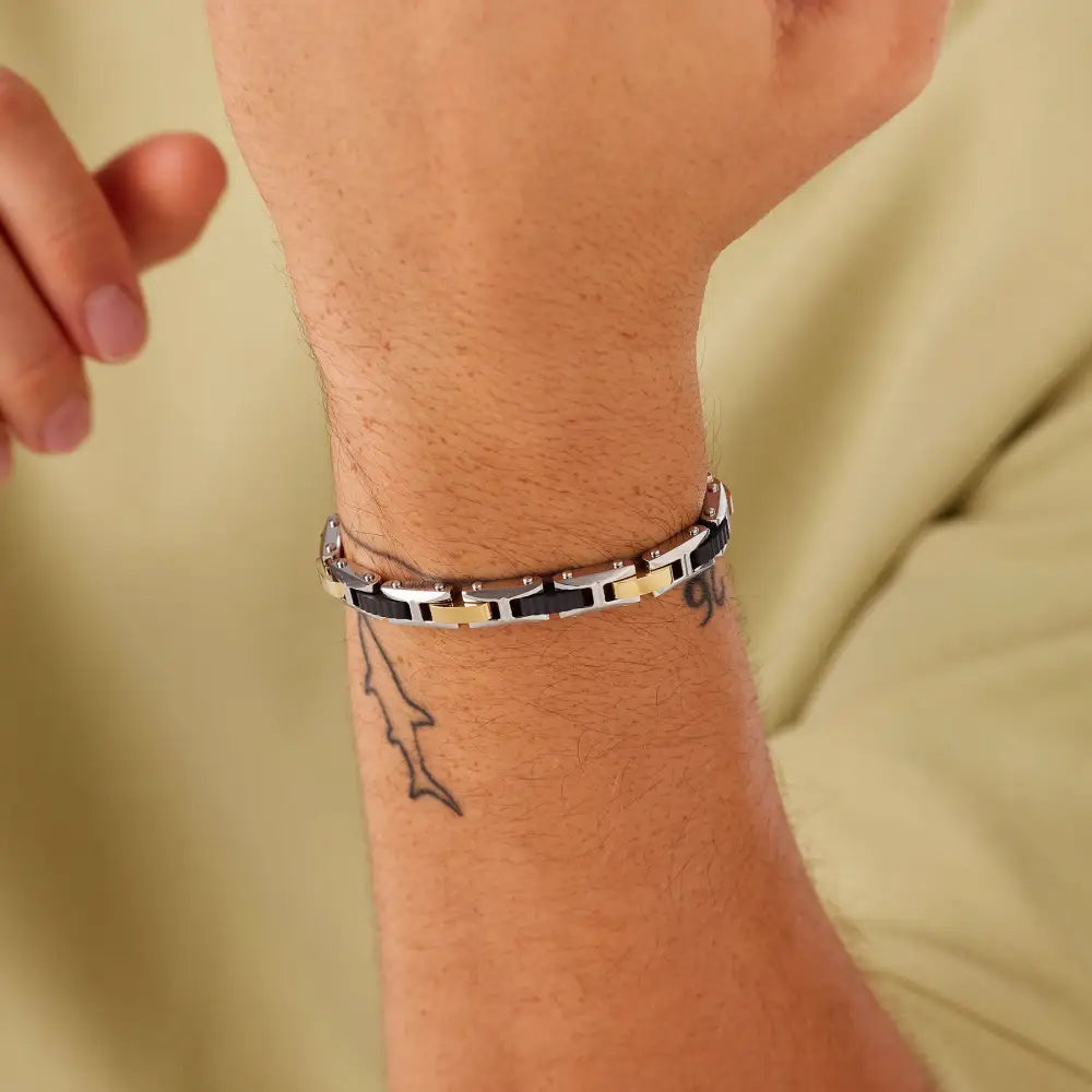 Bracciale Brosway Uomo Backliner BBC33 in acciaio e ceramica nera