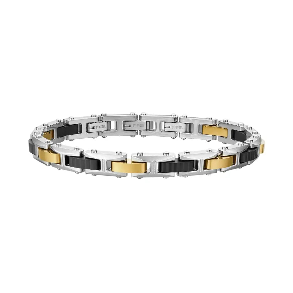 Bracciale Brosway BBC33 in acciaio due toni con link ceramici neri