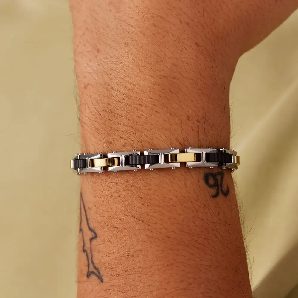 Bracciale Brosway BBC33 in acciaio due toni con link ceramici neri
