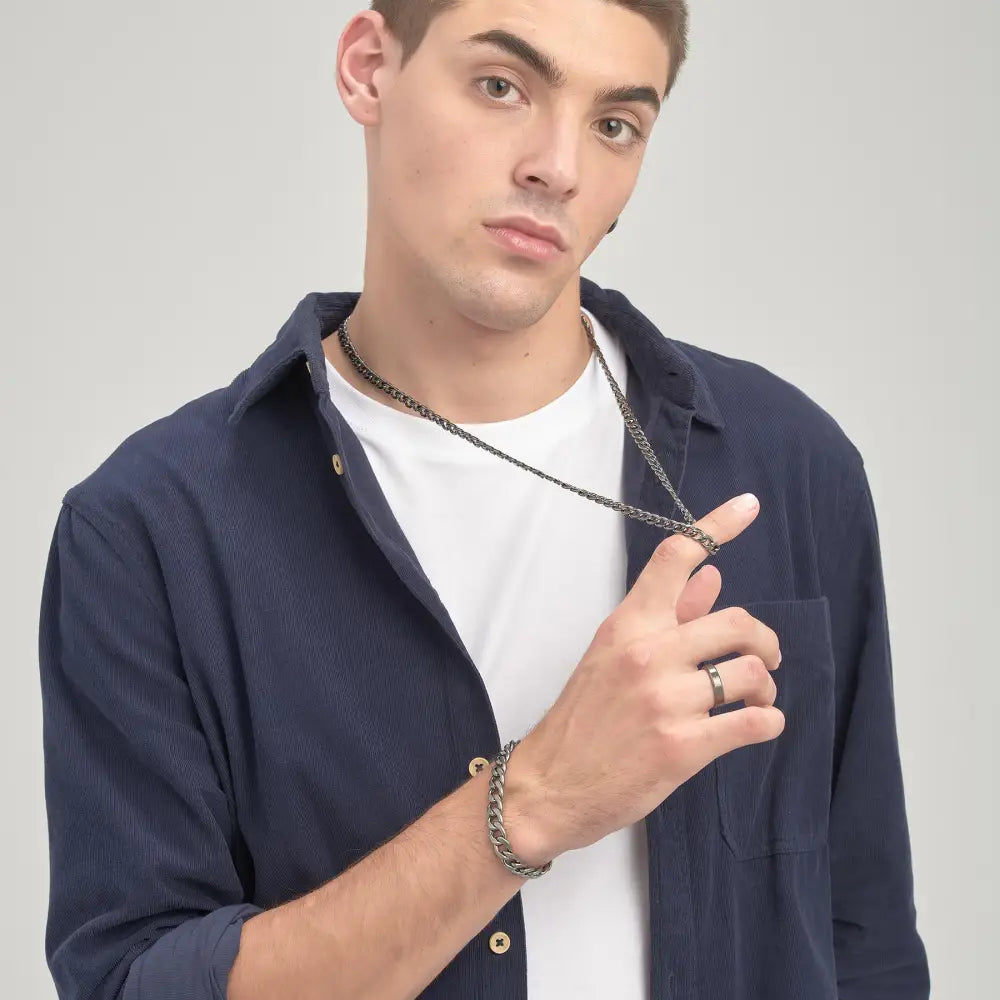 Collana Brosway INK catena grigia scura testurizzata BIK98