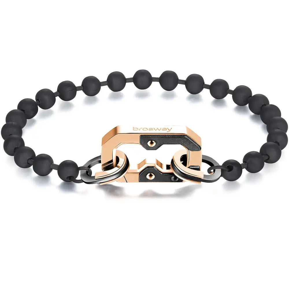Bracciale Brosway Uomo K2 BKD13A in silicone nero con hardware rosa oro