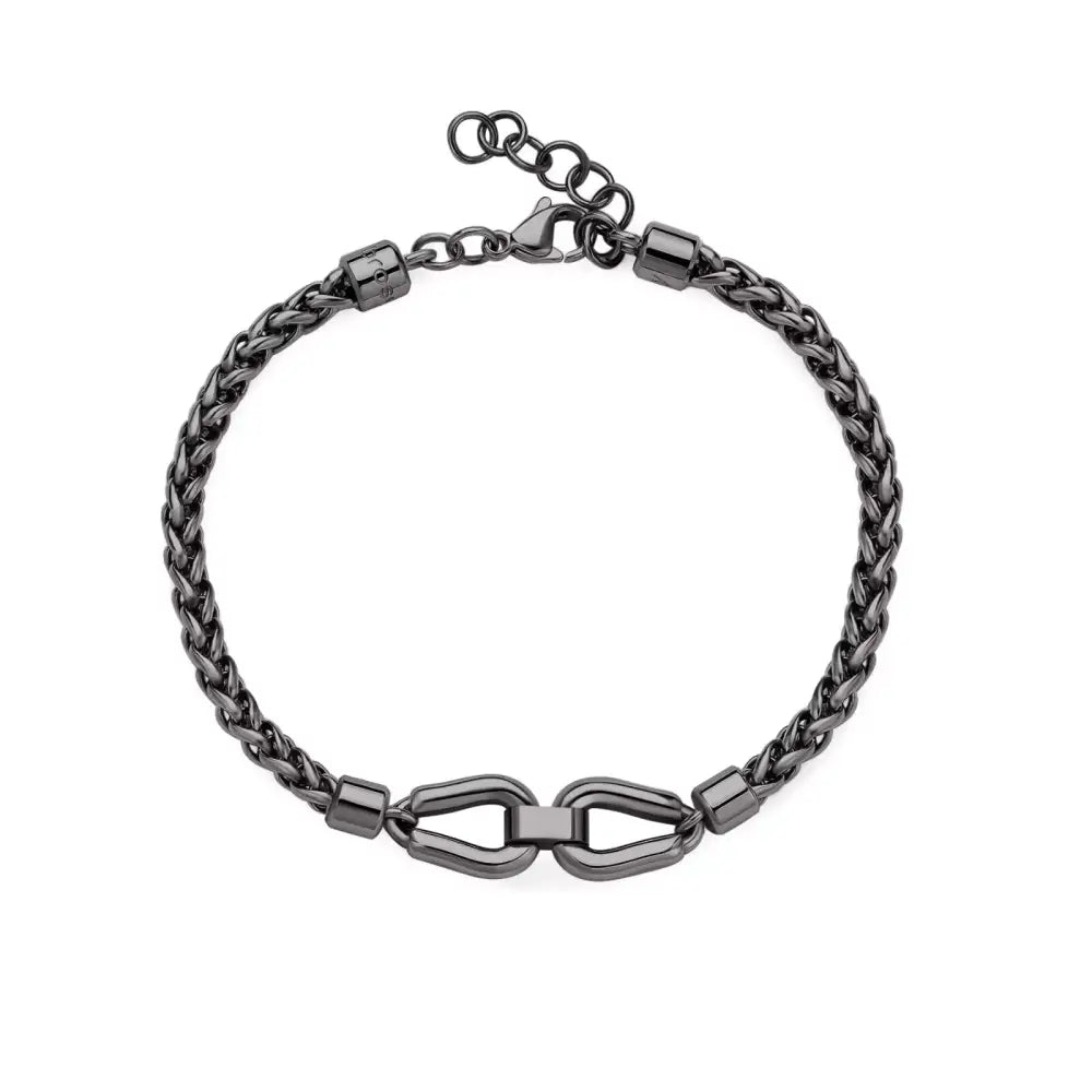 Bracciale Brosway uomo Knocker BKC25 in gunmetal intrecciato con chiusura toggle