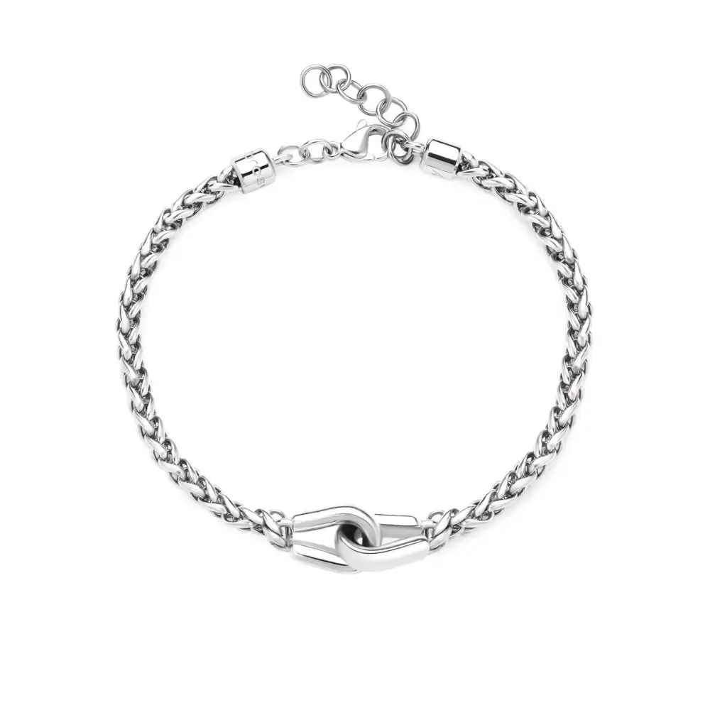 Bracciale Brosway Uomo Knocker BKC26 catena intrecciata argento con gancio aragosta e chiusura barbell