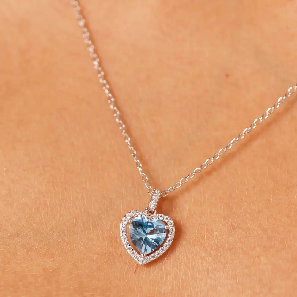 Collana Brosway Fancy FCL125 con pendente cuore in argento 925, zaffiro blu e diamanti