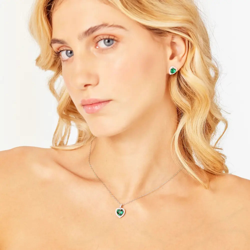 Collana cuore oro con gemme verdi e accenti argento Brosway Fancy FLG144