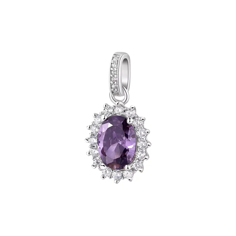 Pendente ametista lavanda con alone di diamanti e argento Brosway FMP19