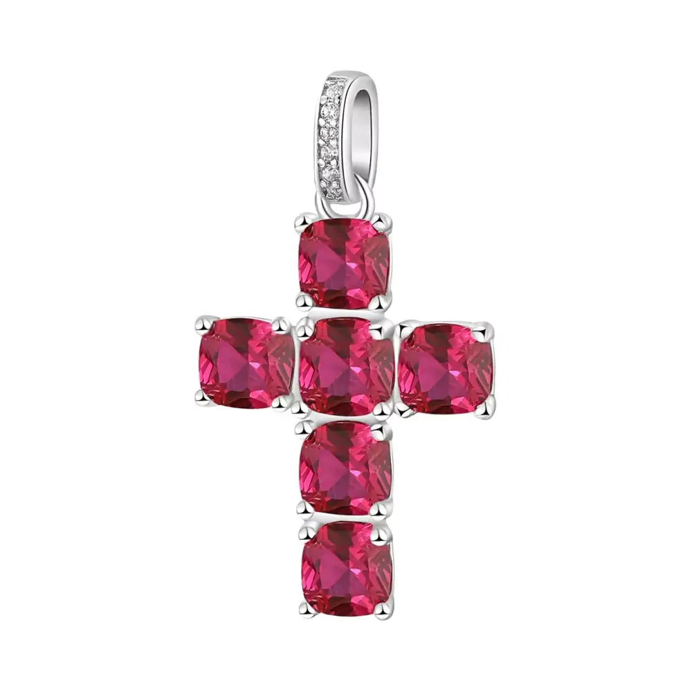 Ciondolo croce in argento 925 Brosway FANCY FPR12 con pietre rosse e bianche