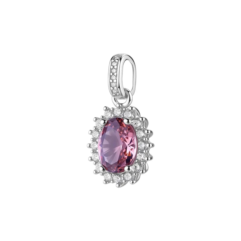 Pendente Brosway Charm Donna Fancy FTP01 argento 925 con gemma rosa ovale e halo brillanti