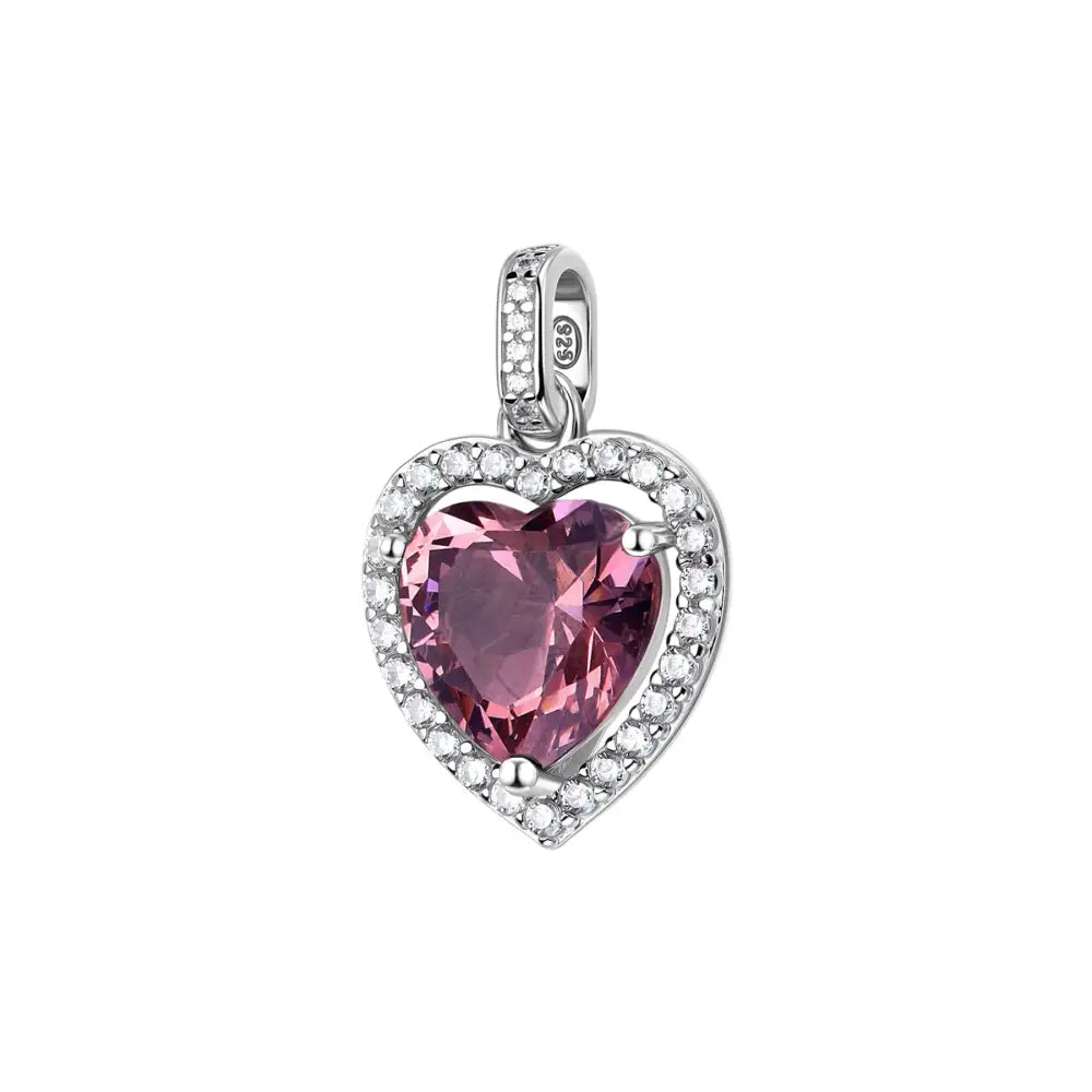 Pendente a forma di cuore brosway con gemma rosa vivace e pietre brillanti in argento 925 collezione fancy ftp22