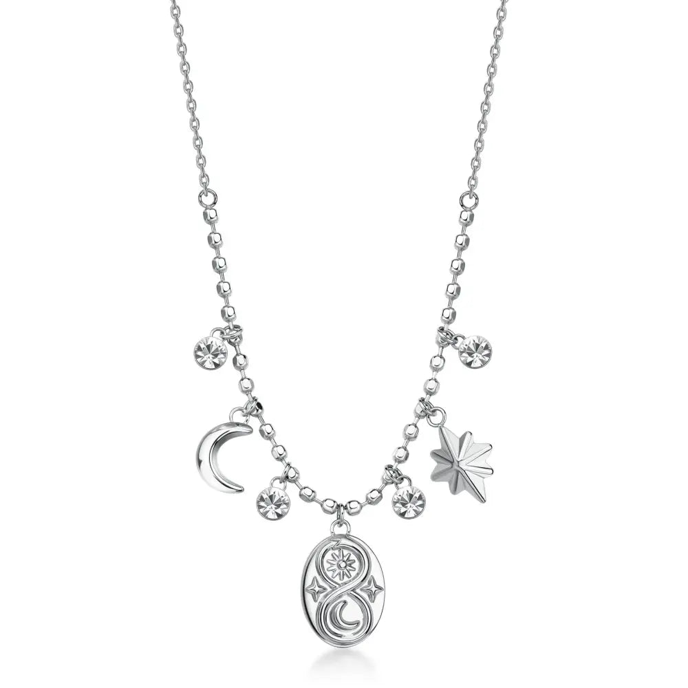 Collana Brosway Chakra Mistici Serpente BHKN191 con luna stella e pendente ovale