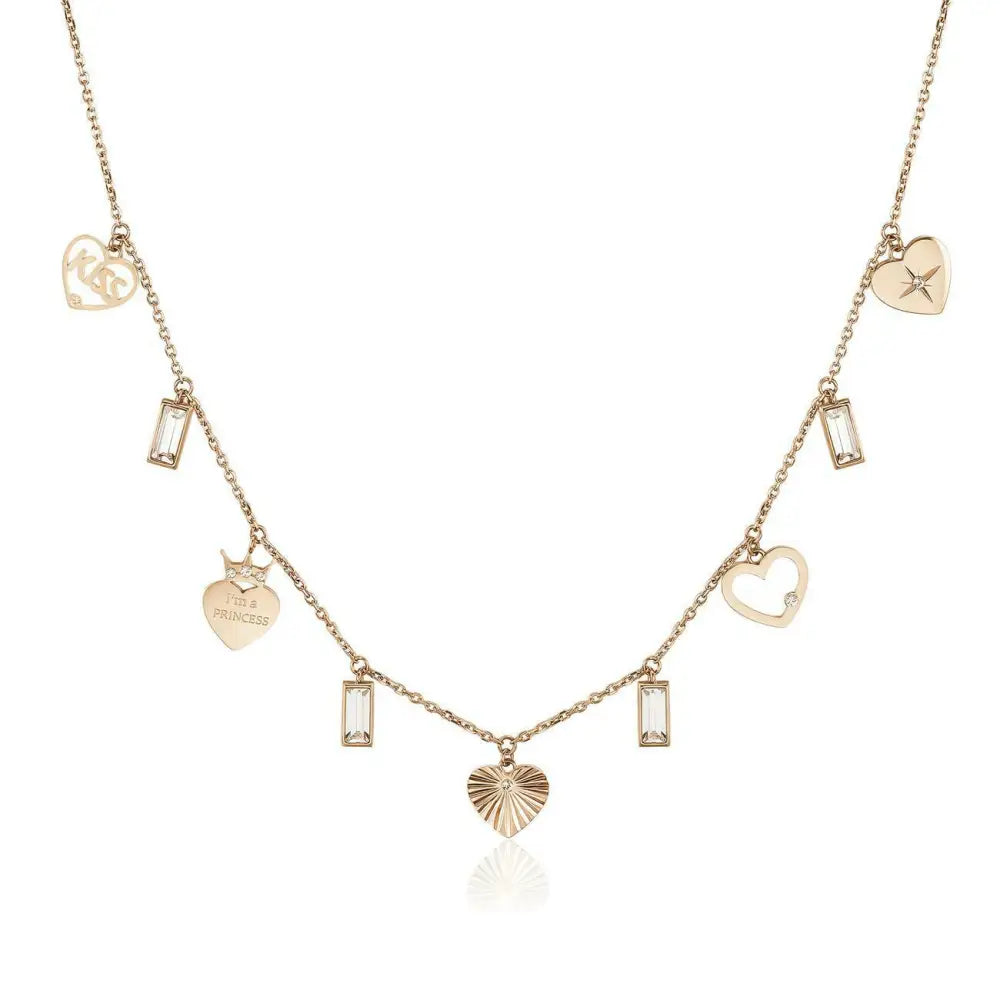 Collana Brosway Chant donna in acciaio con ciondolo cuore 18k oro e diamanti