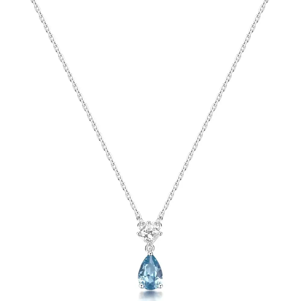 Collana donna Brosway Fancy in argento 925 con pendente oro bianco 18k, diamanti e topazio blu