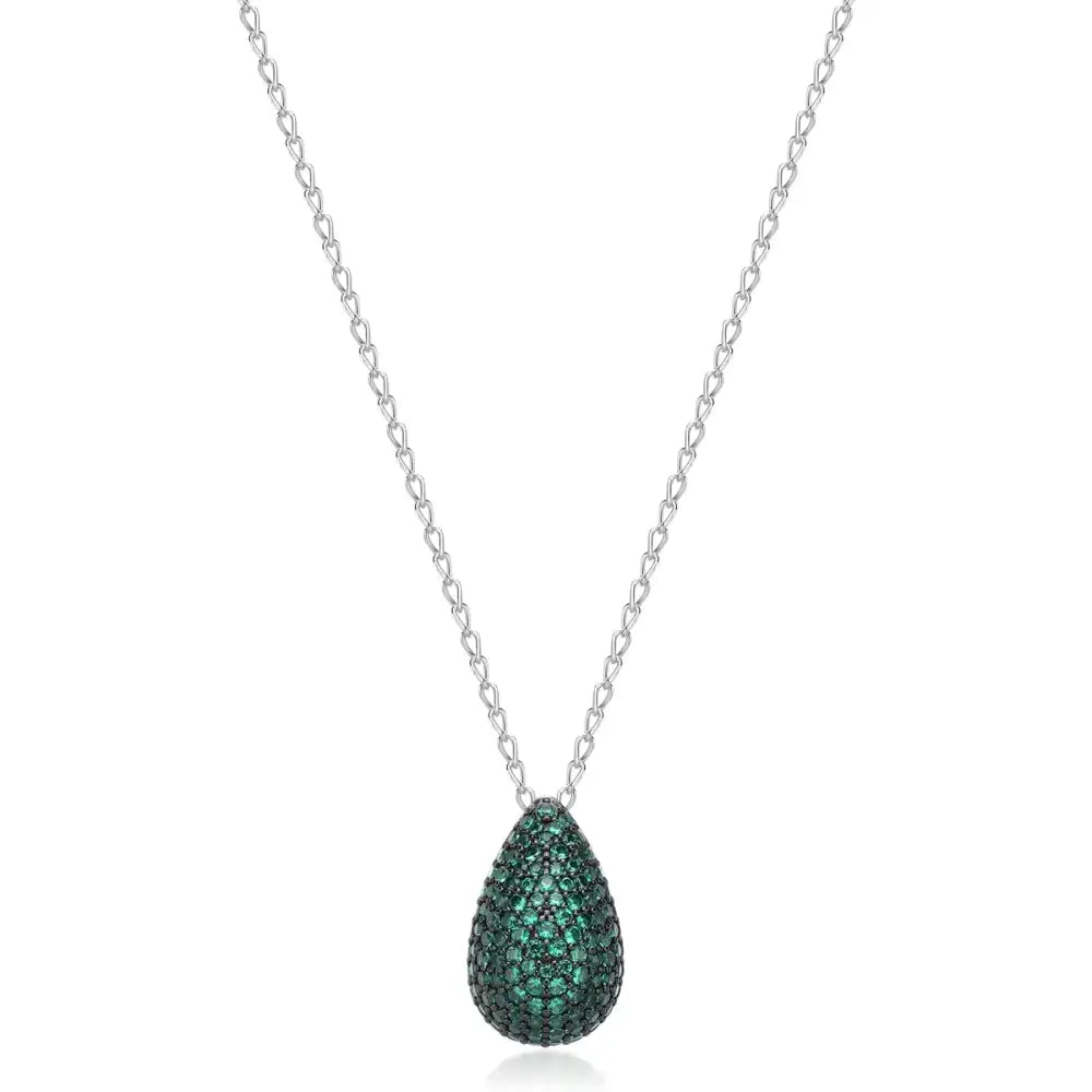 Collana Brosway donna in argento 925 con goccia e inlay di gemma verde