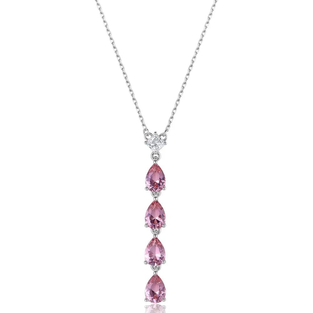 Collana Brosway Fancy FTP04 argento 925 con gocce rosa e diamante