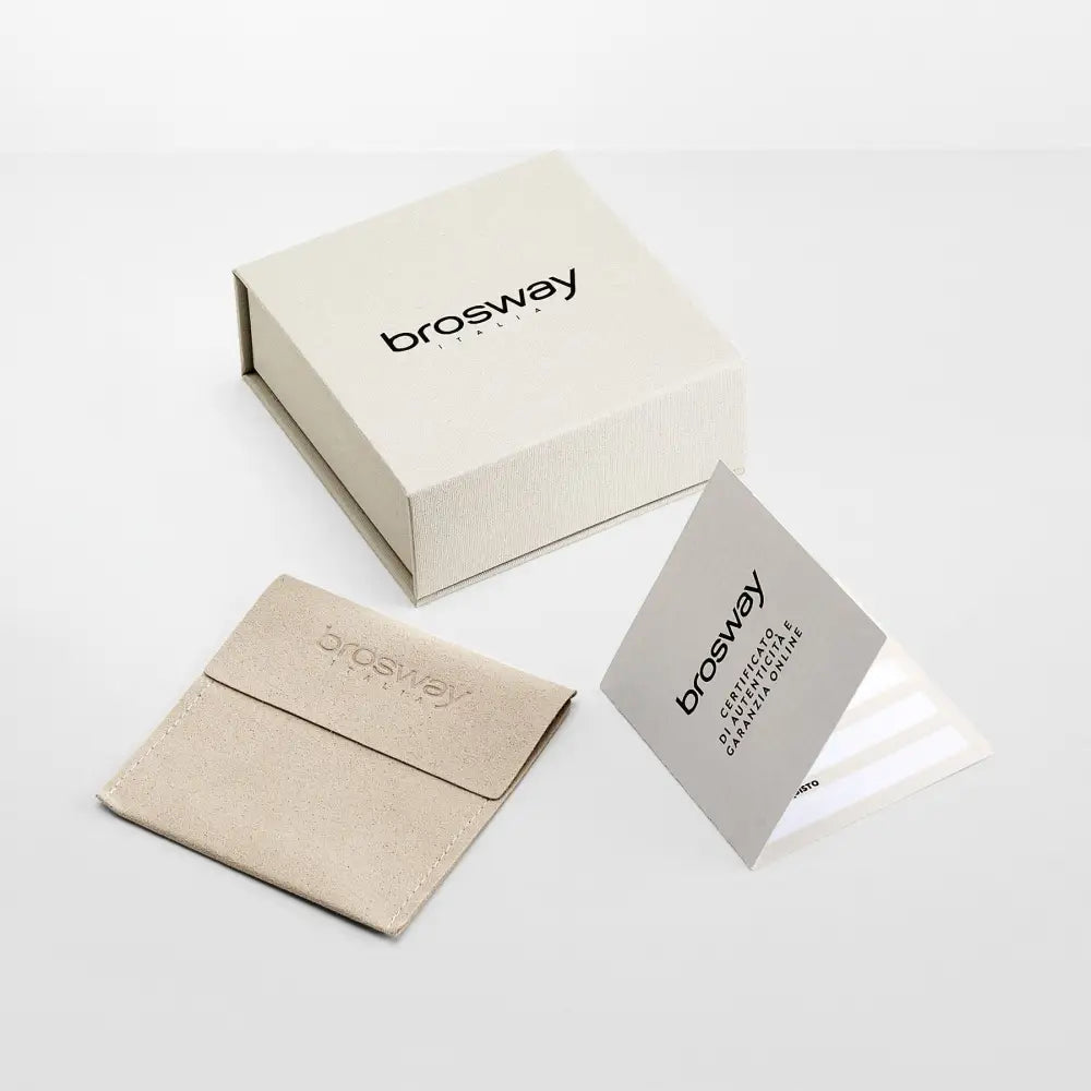 Scatola Brosway in suede beige con astuccio e certificato per collana Fancy FTP04
