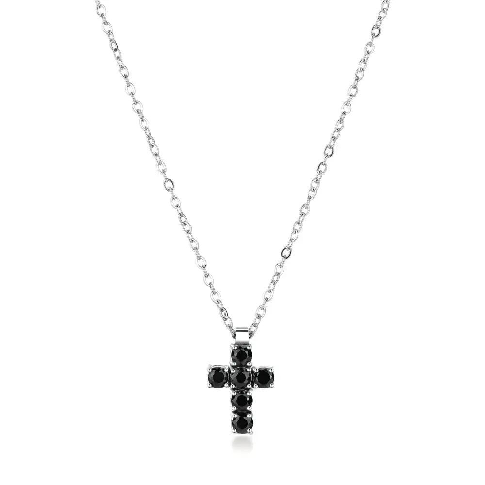 Collana Brosway Uomo Avantgarde BVD02 con croce d’argento e pietre nere