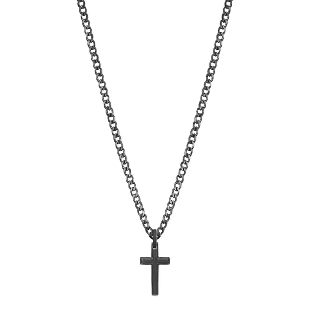 Collana Brosway INK con croce nera e catena gunmetal BIK20