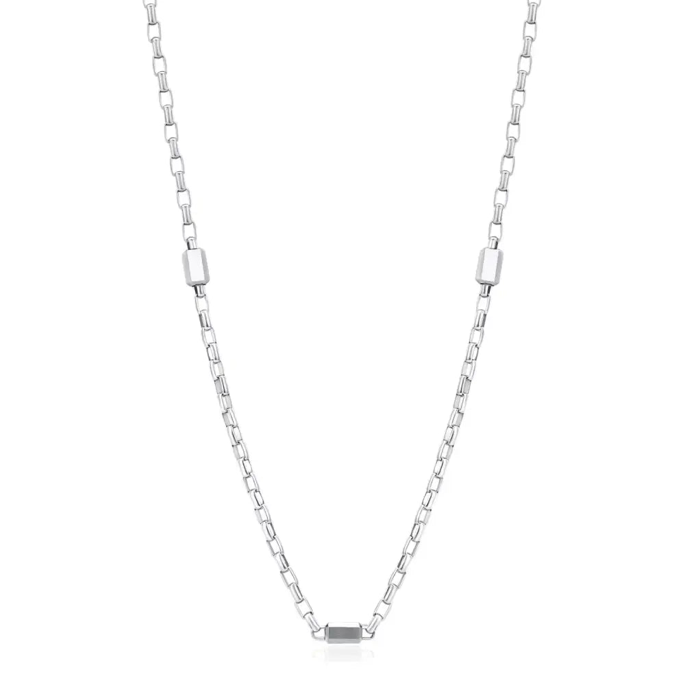 Collana Brosway Logan Uomo catena argento rettangolare opaca lucida