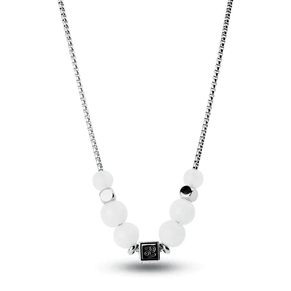 Collana Brosway Uomo Zodiaco Cancro componibile con perle bianche e accenti argento