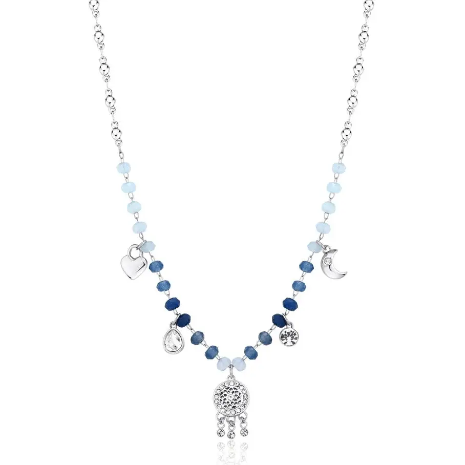 Collana Brosway donna Chakra Mistici con perline argento blu e charm luna
