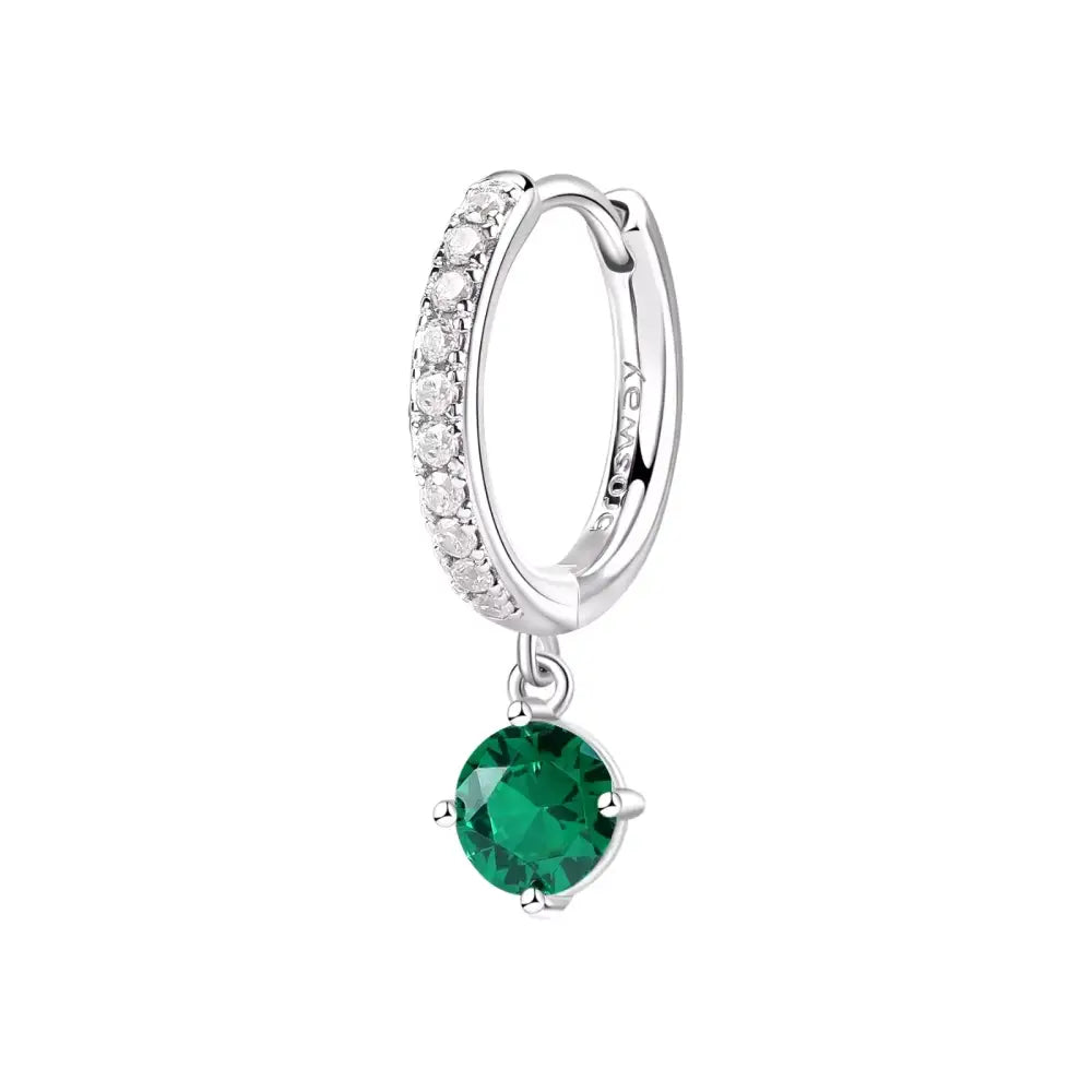 Orecchino a cerchio Brosway in argento 925 con gemma verde e accenti bianchi