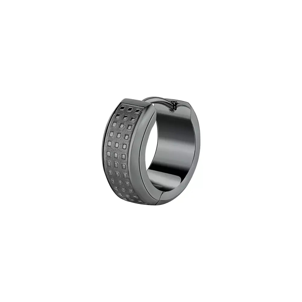 Orecchino Brosway Bullet Monorecchino Ad Anella Uomo BUL65 nero e argento con diamanti