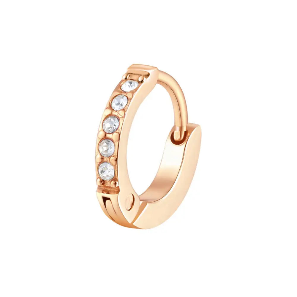 Orecchino a cerchio Brosway donna in oro rosa con gemme chakra trasparenti