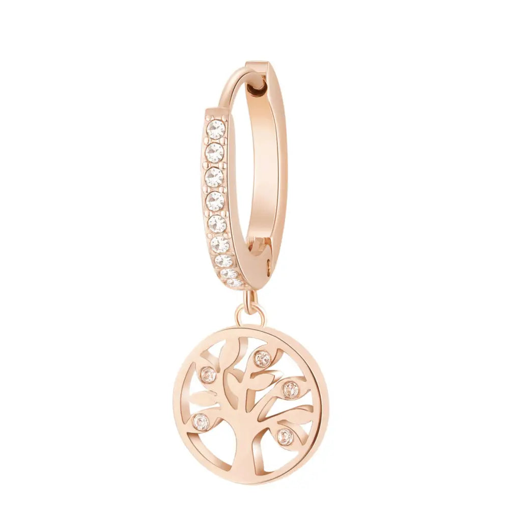 Orecchino Brosway Monorecchino Donna Chakra Albero Della Vita in oro rosa con cristalli