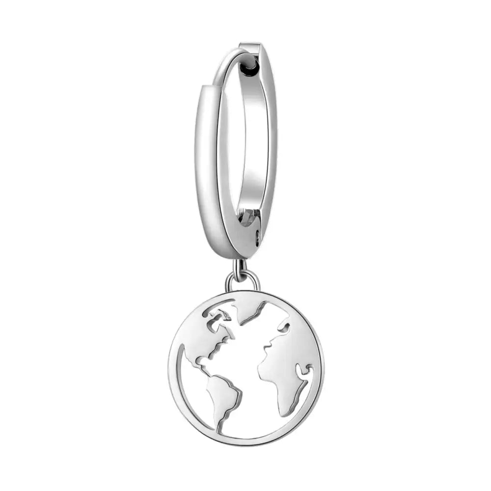 Orecchino a cerchio Brosway Monorecchino Donna Chakra Mondo con charm globo argento