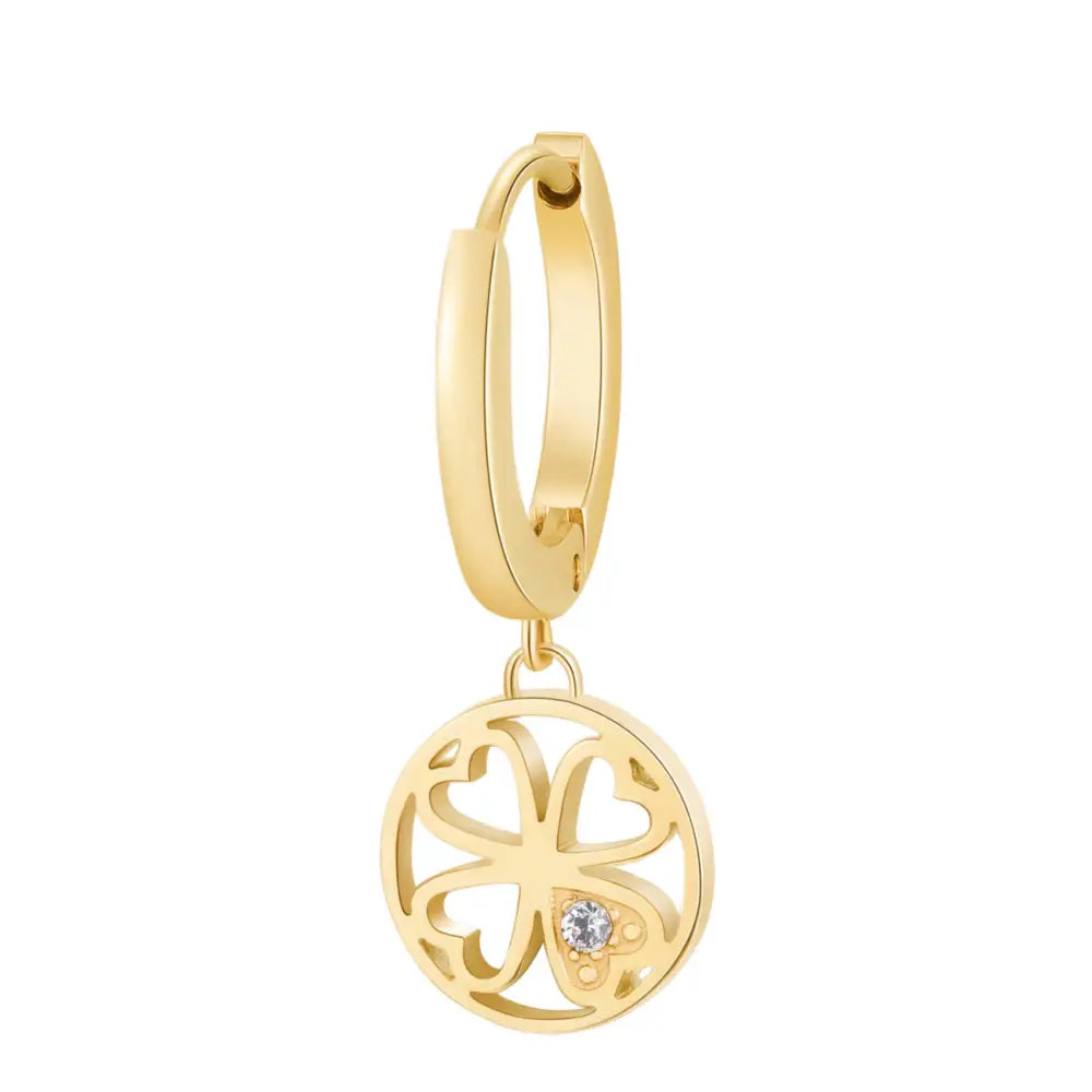 Orecchino a cerchio Brosway con cuore d’oro e diamante BHKE002