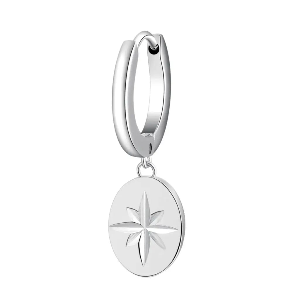 Orecchino a cerchio Brosway con ciondolo bussola argento e stella
