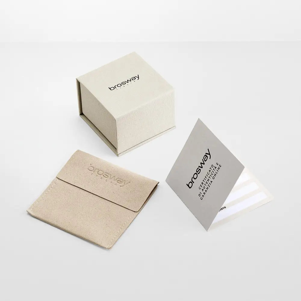 Scatola e pouch Brosway in suede beige per Monorecchino Fancy FAG11