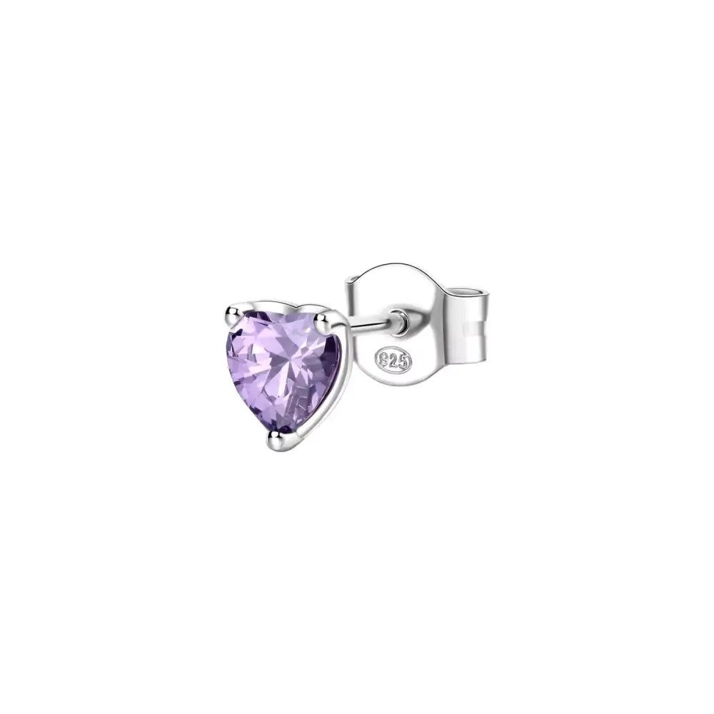Orecchino a cuore Brosway in argento 925 con ametista viola