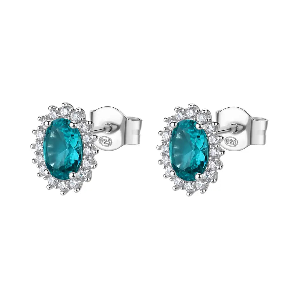 Orecchini Brosway Fancy FAG18 tormalina ovale turchese con cristalli halo in argento 925