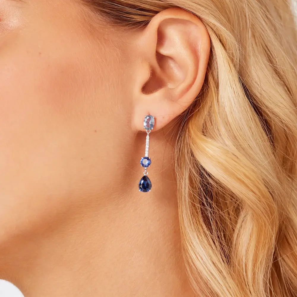 Orecchini a goccia Brosway Fancy FFB133 in argento 925 con zaffiri blu e diamanti