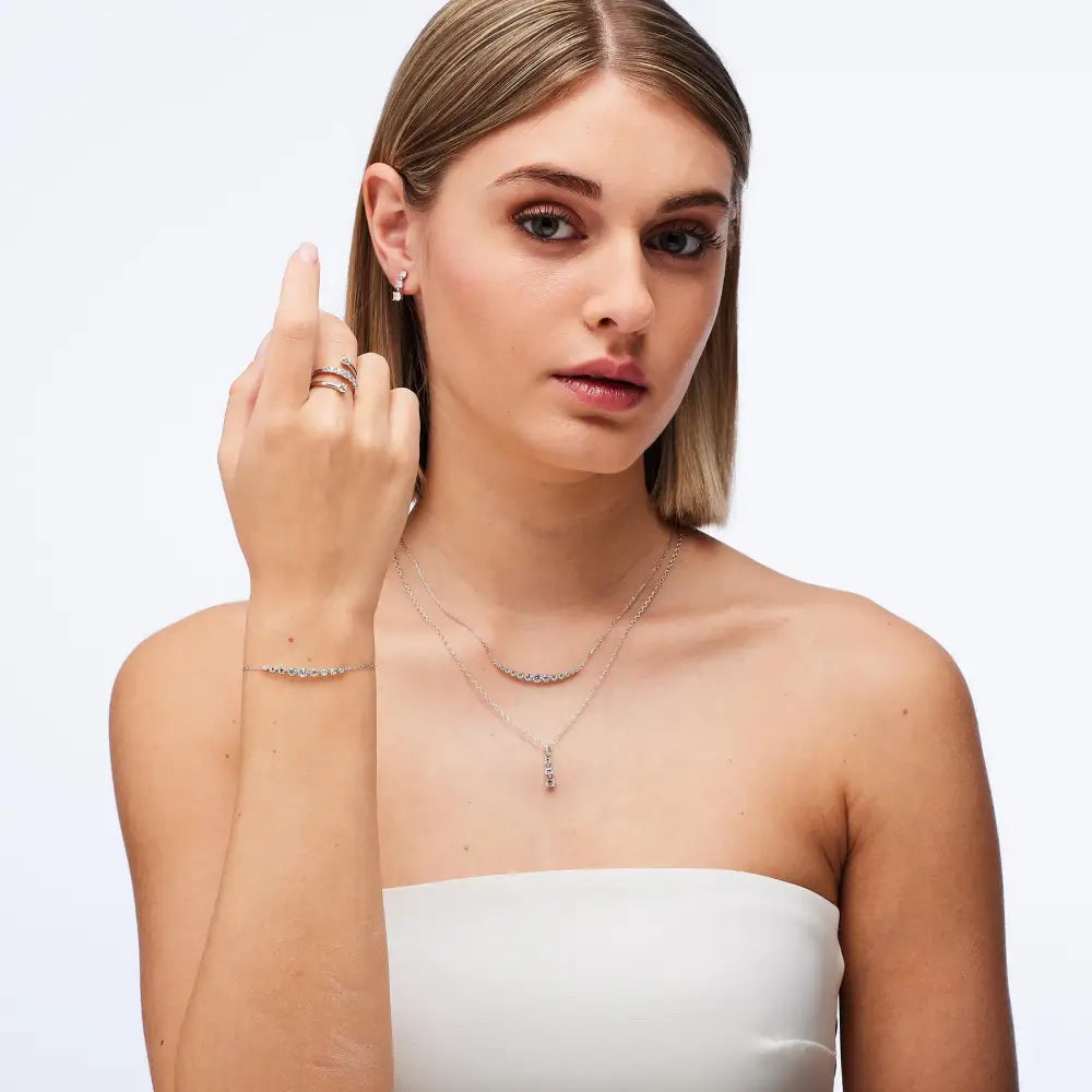 Bracciale Brosway in argento 925 con cristalli silver a fila multipla