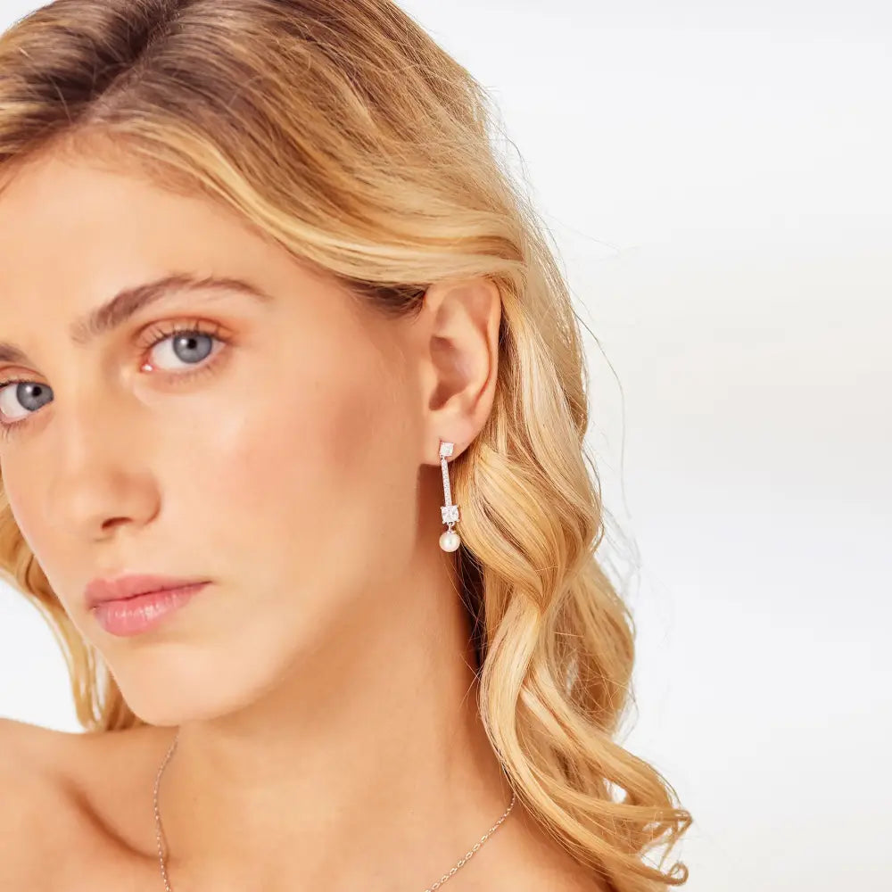 Orecchini a goccia Brosway in argento 925 con cristalli e perla Fancy FIW175