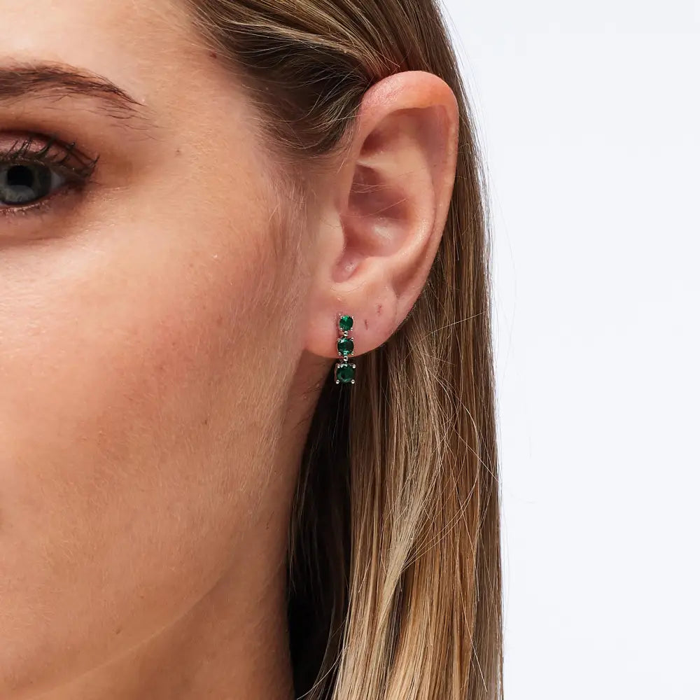 Orecchini donna Brosway in argento 925 con gocce di gemma verde e accenti silver, collezione Fancy FLG133