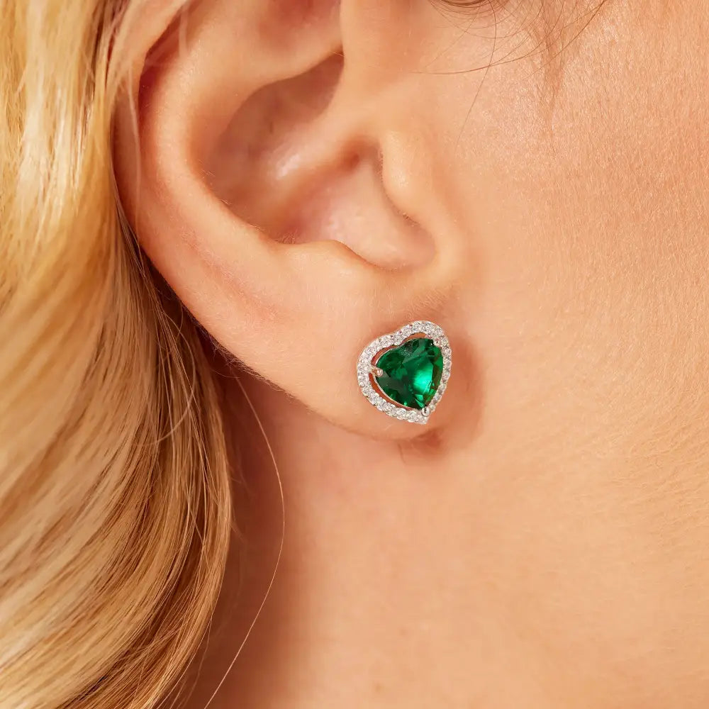 Orecchini a cuore smeraldo con accenti diamante, argento Brosway FANCY FLG146