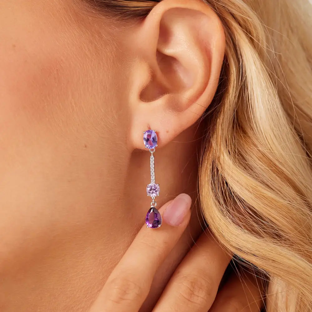 Orecchini donna Brosway in argento 925 ametista viola con accenti silver