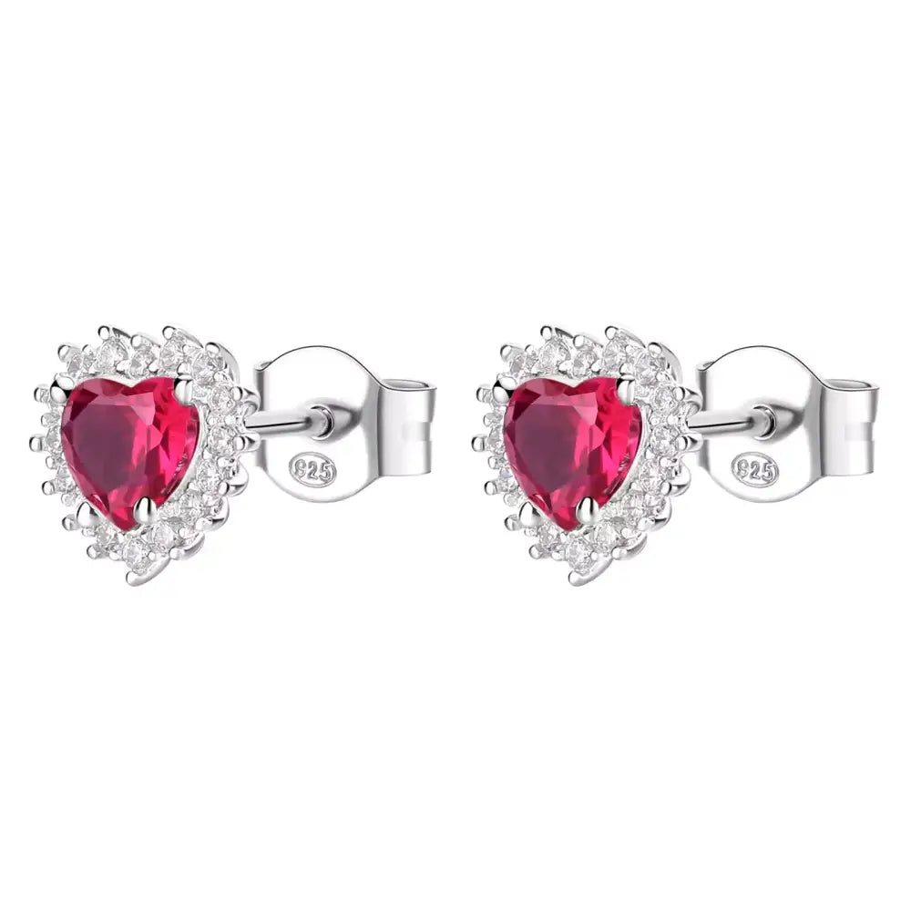 Orecchini a cuore Brosway Fancy FPR51 in argento 925 con gemme rosse e CZ bianchi