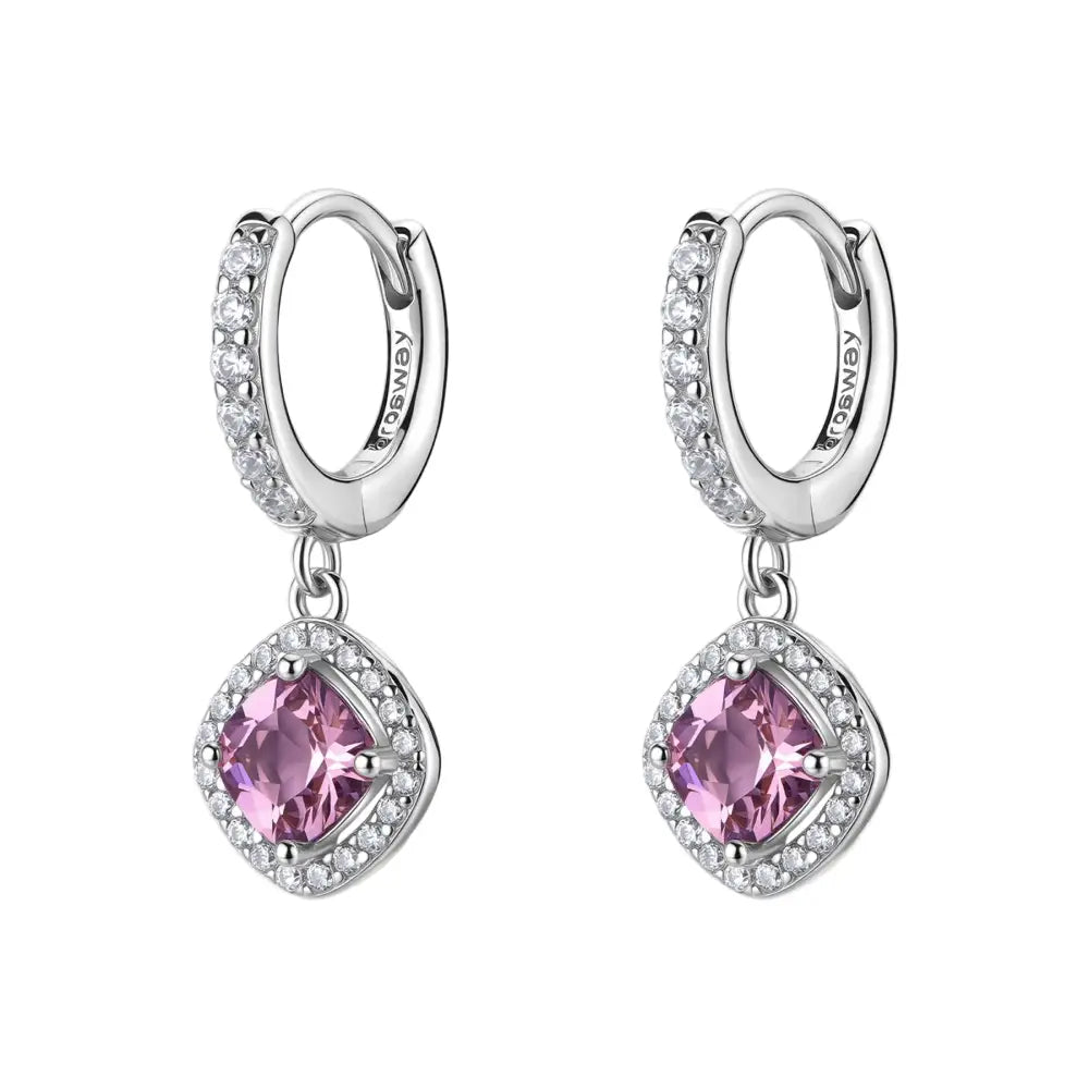 Orecchini donna Brosway in argento 925 con cerchi, pietra rosa pendente e dettagli chiari collezione Fancy FTP15