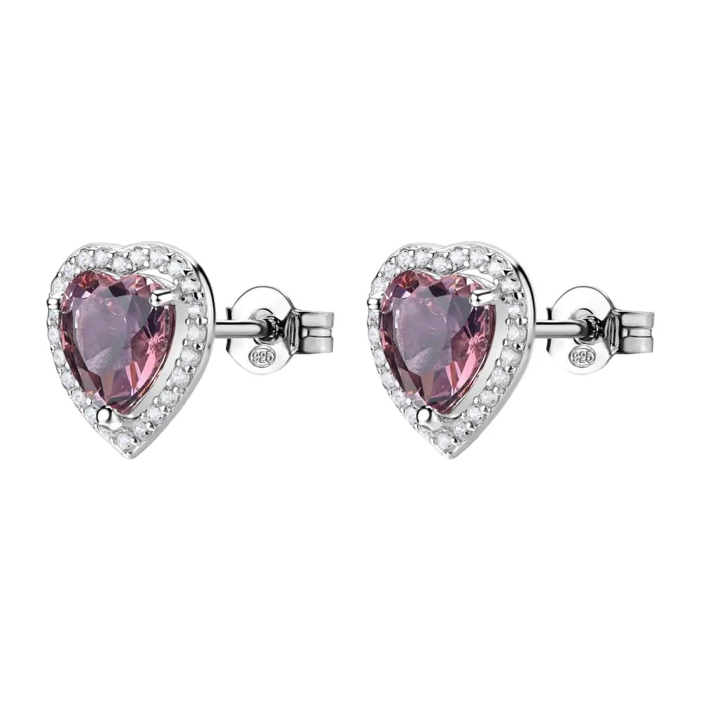 Orecchini donna brosway 925 cuore con pietra rosa centrale e cristalli chiari in argento sterling collezione fancy ftp24