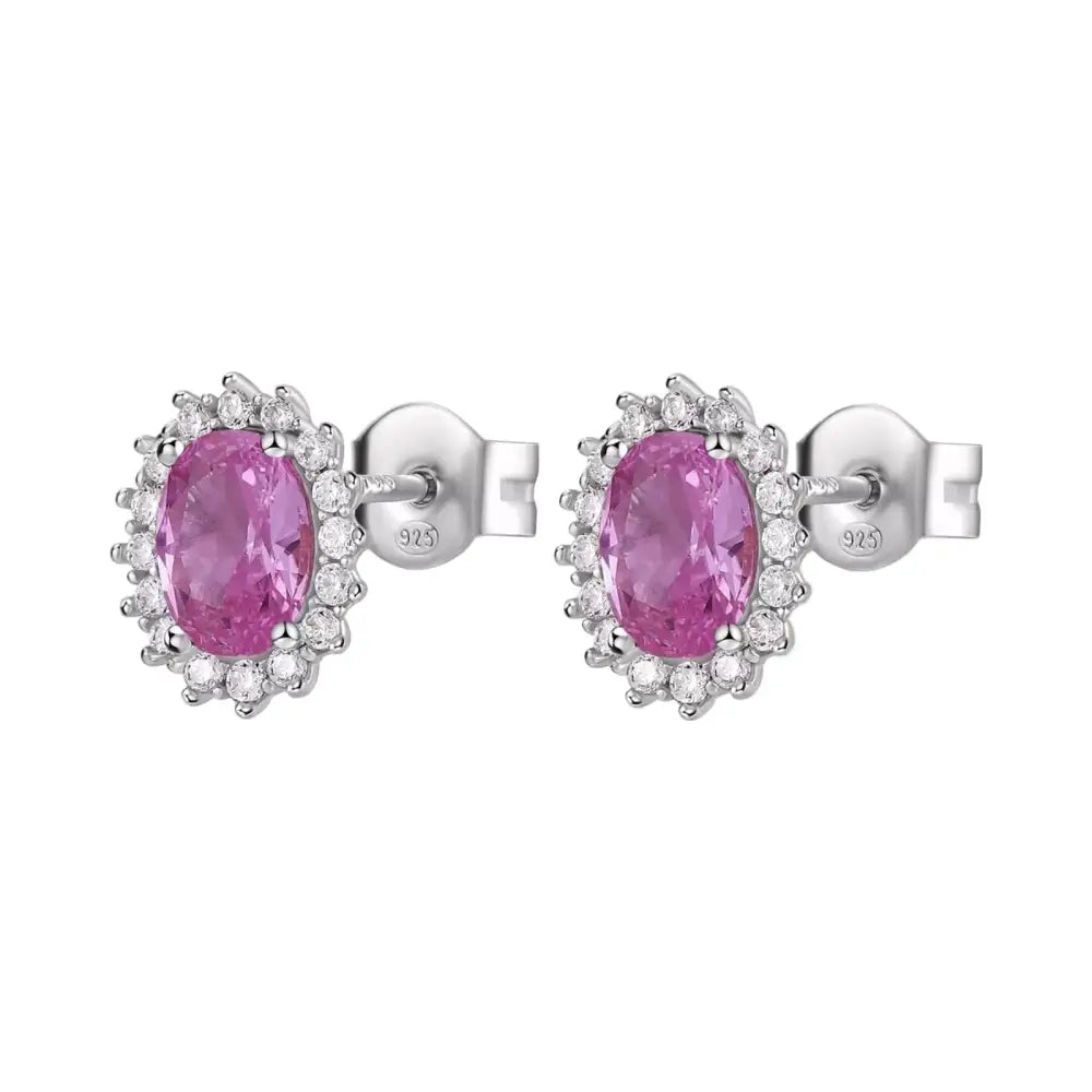 Orecchini a perno Brosway Fancy FVP14 in argento 925 con zaffiro rosa e halo di diamanti