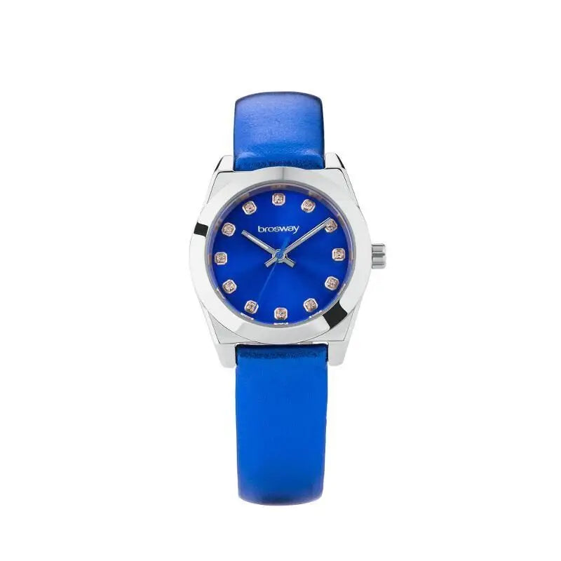 Orologio donna Brosway Deco WDC03 in pelle blu con quadrante argento e accenti cristallo